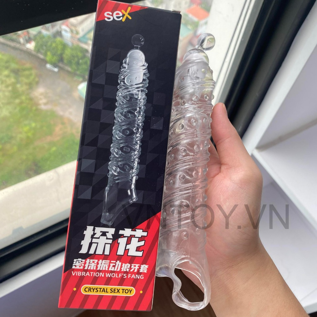 Bao cao su đôn dên Crystal Sex Toy rung phần đầu khấc