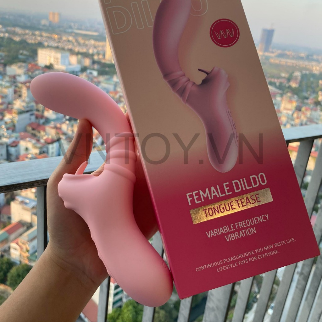 Máy rung tình yêu cong móc âm vật kèm lưỡi liếm điểm G