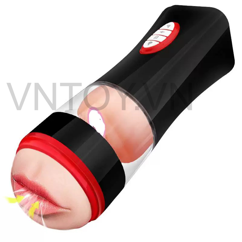 Cốc thủ dâm 2 ngăn lưỡi liếm rên la tỏa nhiệt tự động