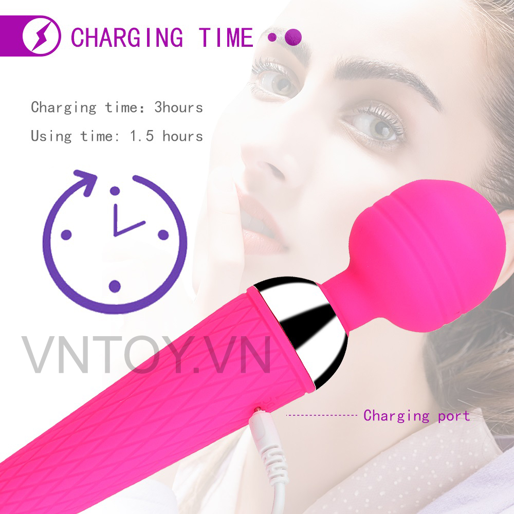 Chày rung không dây Silicon đầu xoay 360 độ sạc pin