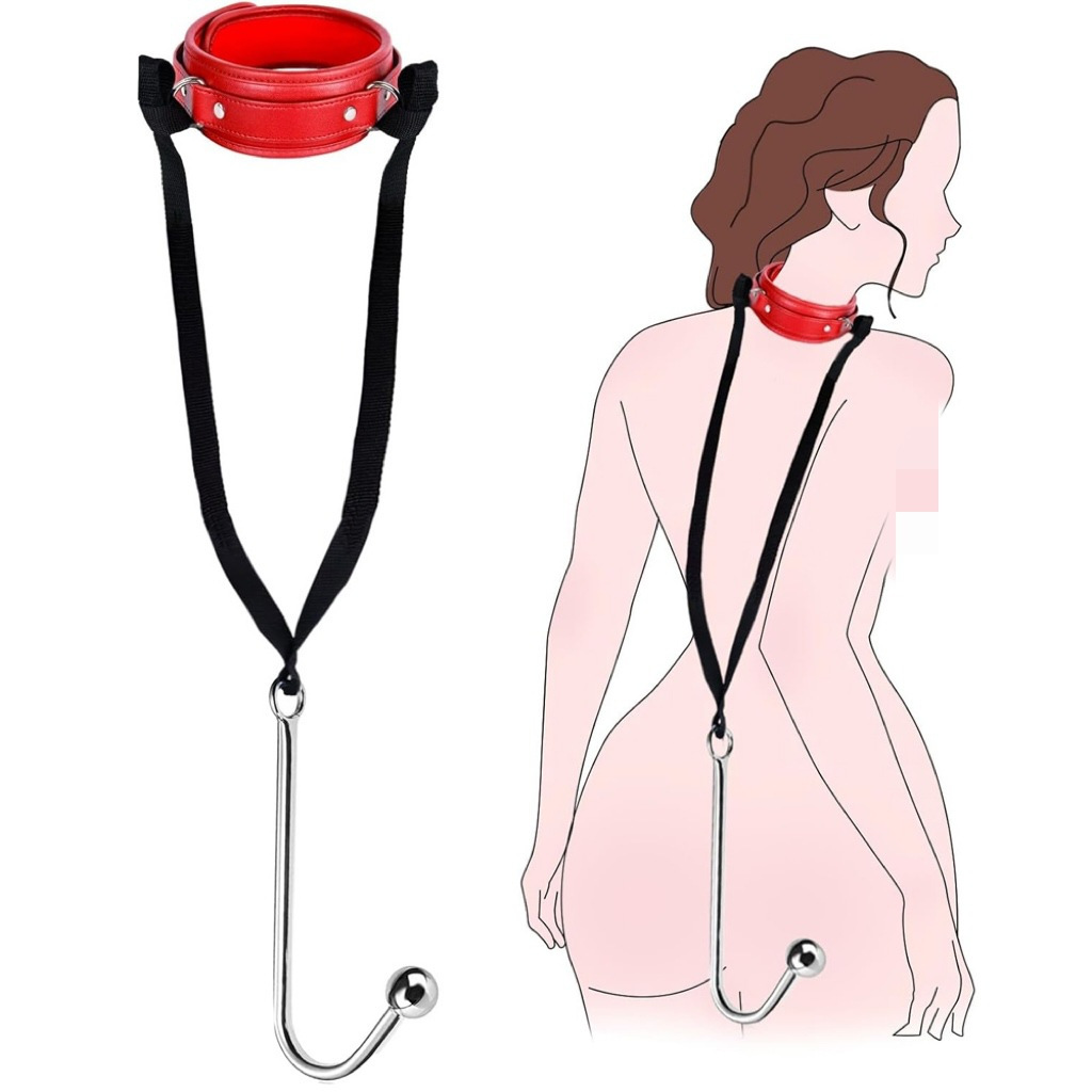 Bộ Đai BDSM Da Đỏ Vòng Cổ Liên Kết Dây Thân Kim Loại