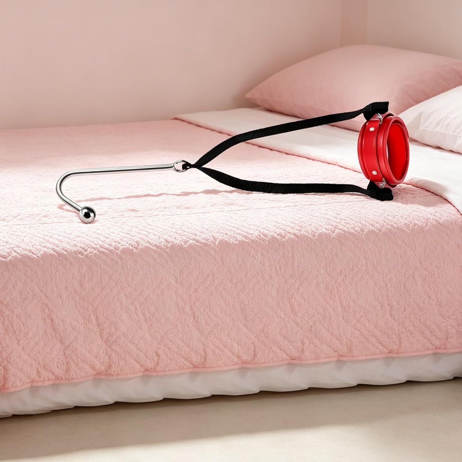 Bộ Đai BDSM Da Đỏ Vòng Cổ Liên Kết Dây Thân Kim Loại