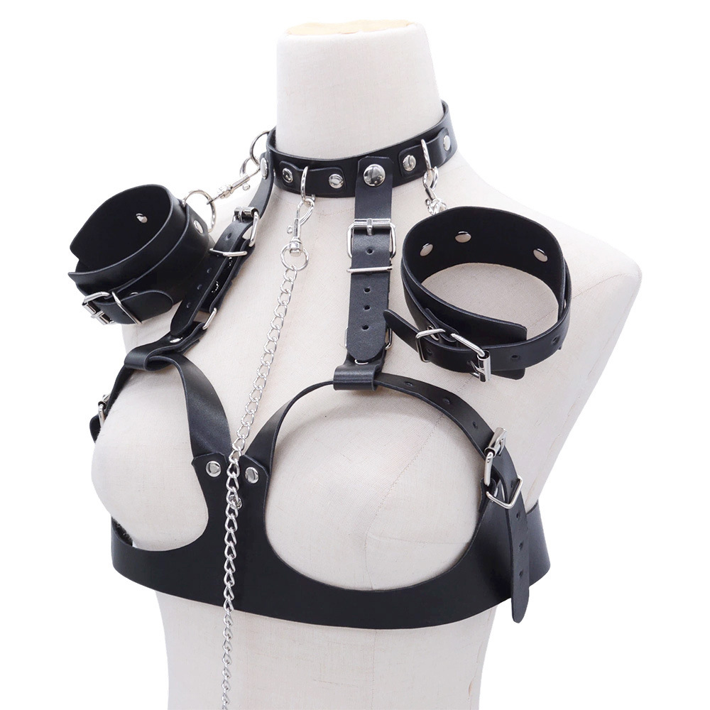 Bộ Đai Da Nữ Body Harness SM Còng Tay Dây Xích Cao Cấp