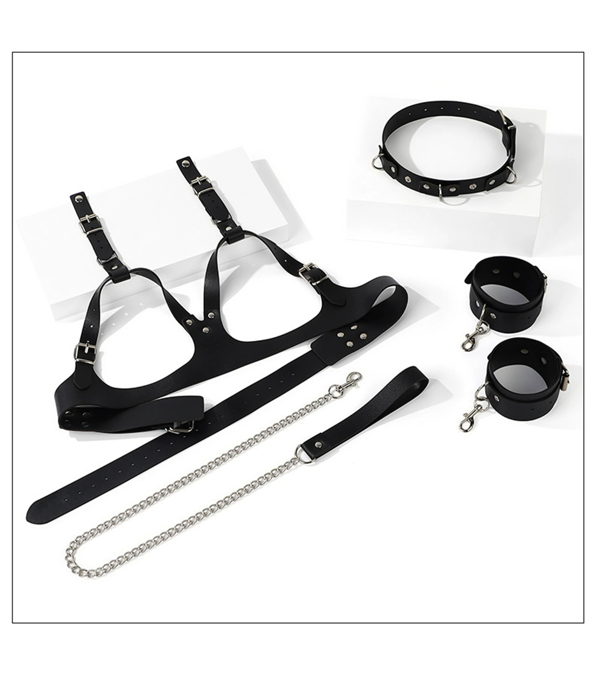Bộ Đai Da Nữ Body Harness SM Còng Tay Dây Xích Cao Cấp