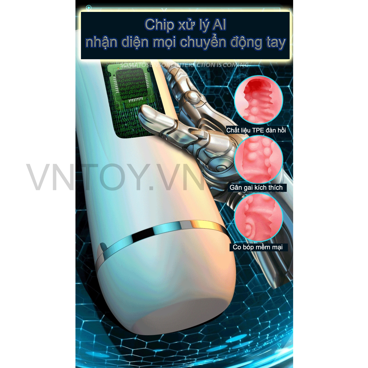 Cốc thủ dâm tự động rung và rên cảm biến theo chuyển động