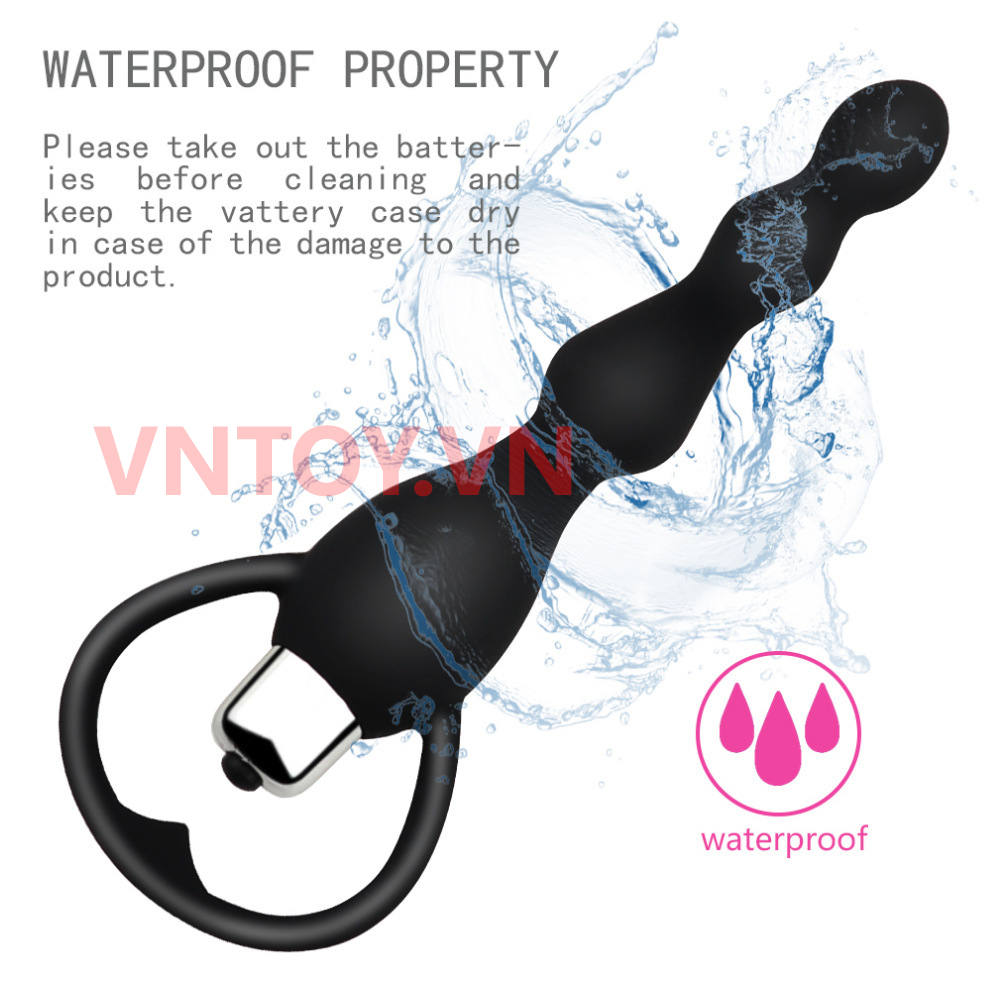 Chuỗi hạt silicon rung hậu môn có tay cầm trái tim