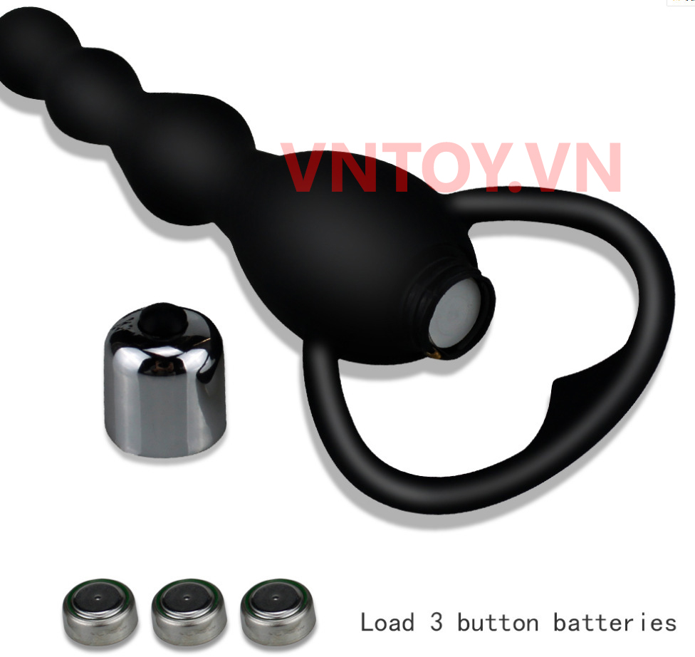 Chuỗi hạt silicon rung hậu môn có tay cầm trái tim