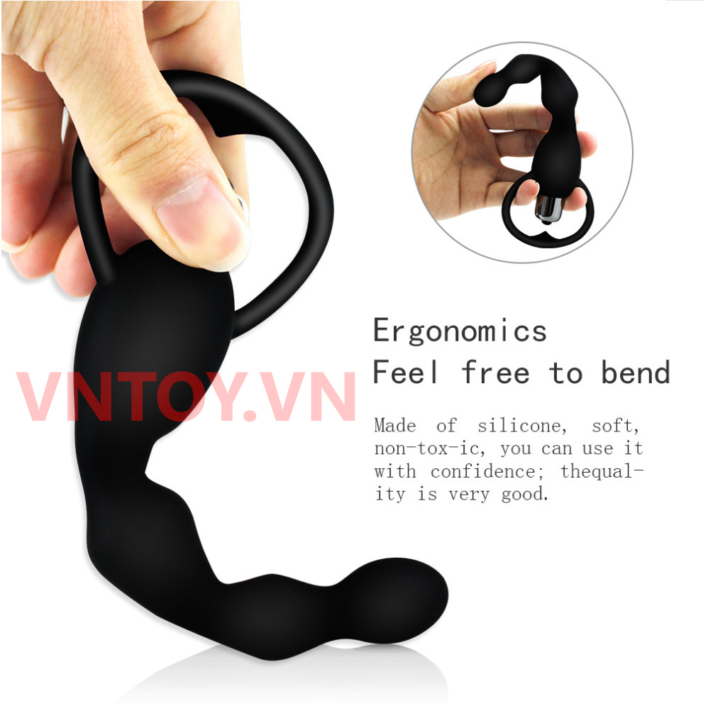 Chuỗi hạt silicon rung hậu môn có tay cầm trái tim