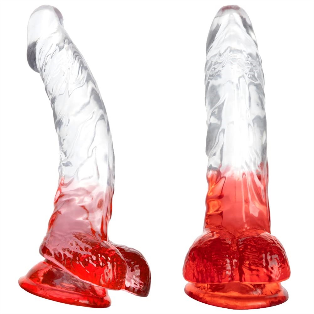 Dildo Jelly Silicon Trong Suốt Đa Màu Kèm Đế Hút Chân Không