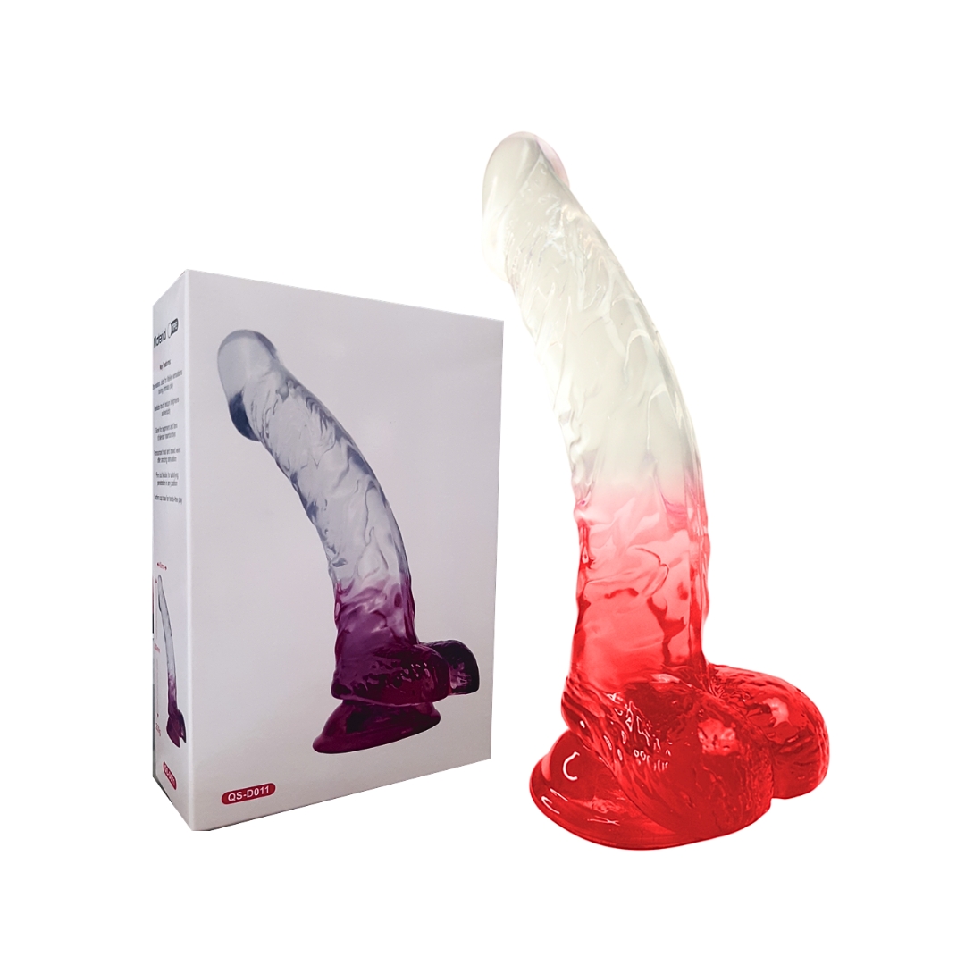 Dildo Jelly Silicon Trong Suốt Đa Màu Kèm Đế Hút Chân Không