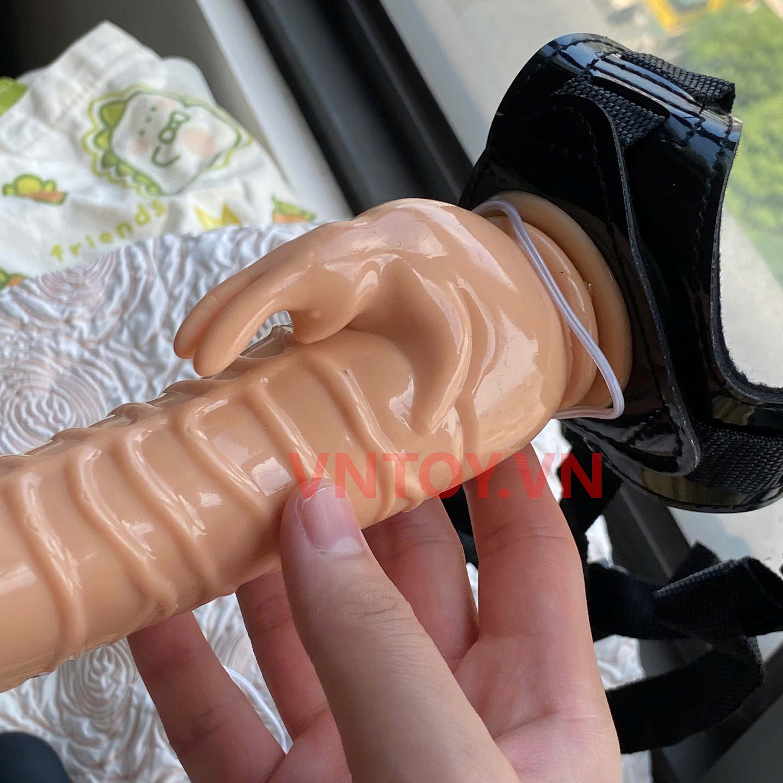 Dildo strap-on Harness-Rabbit Dong rung 10 chế độ chống nước 8.5 inch