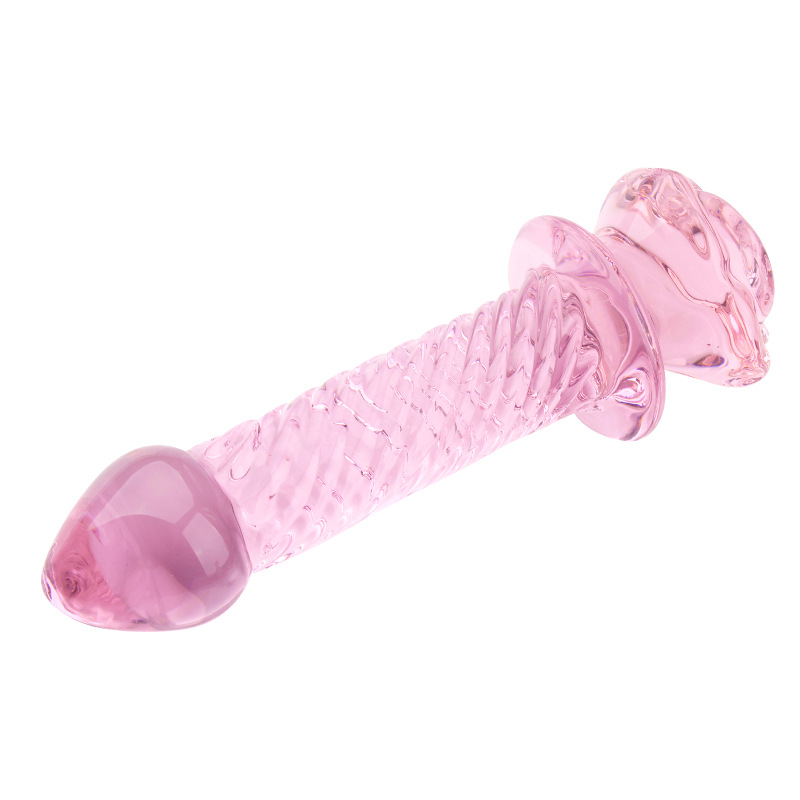 Dildo Thủy Tinh Hoa Hồng Trong Suốt Xoắn Nghệ Thuật Cao Cấp