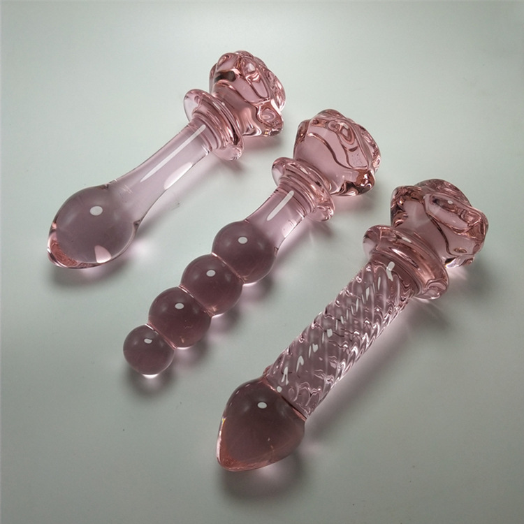 Dildo Thủy Tinh Hoa Hồng Trong Suốt Xoắn Nghệ Thuật Cao Cấp