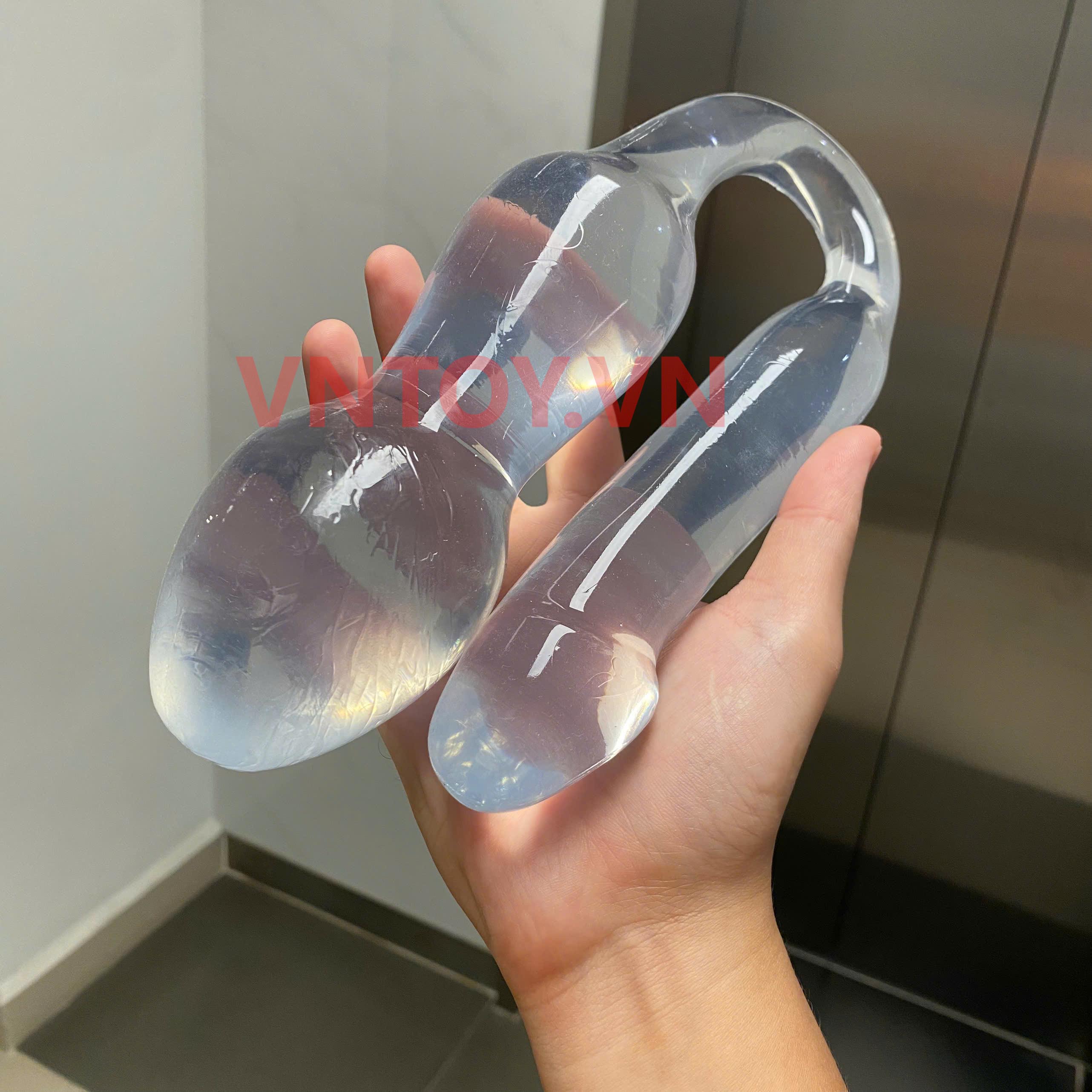Dildo trong suốt hai đầu size lớn kích thích kép sang trọng