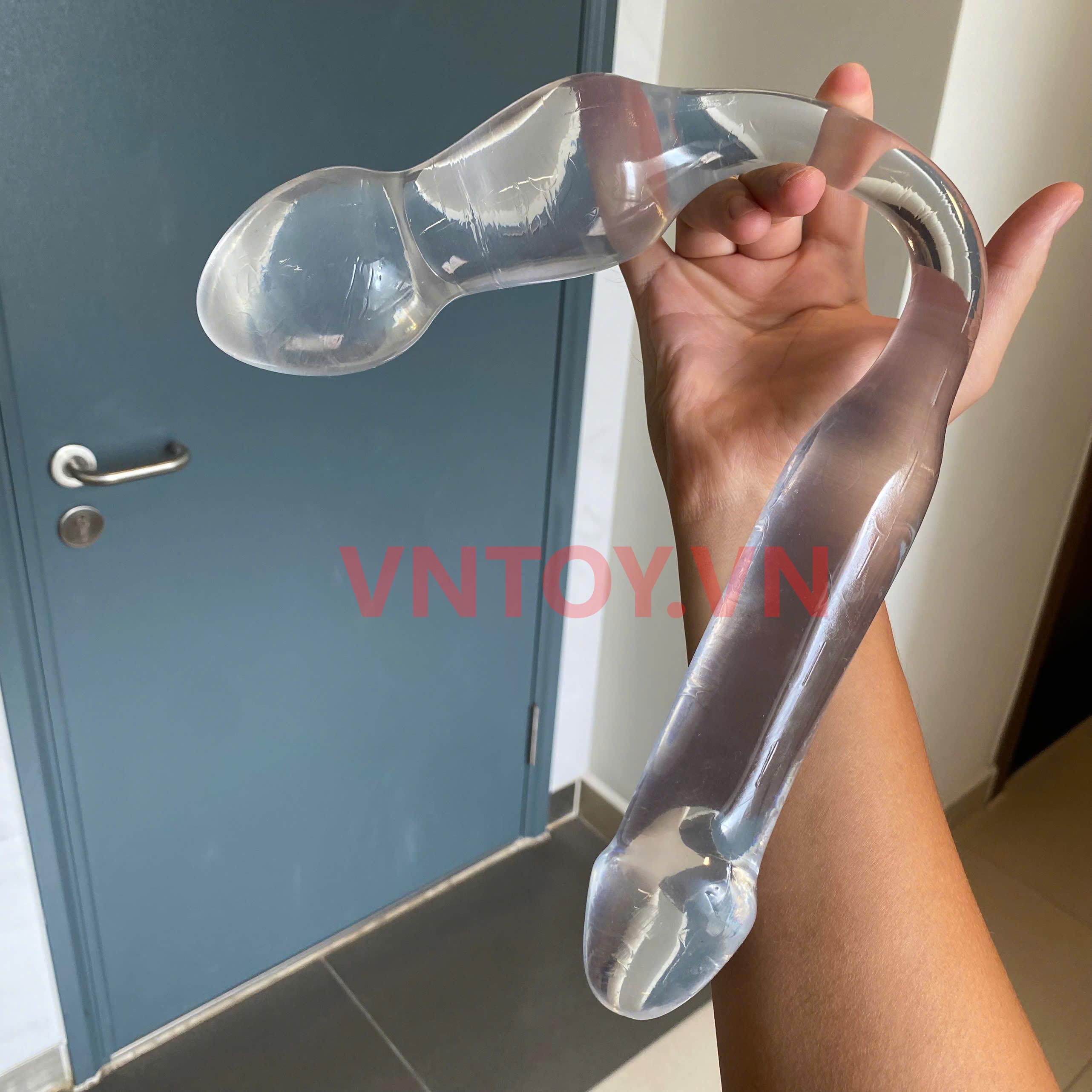 Dildo trong suốt hai đầu size lớn kích thích kép sang trọng