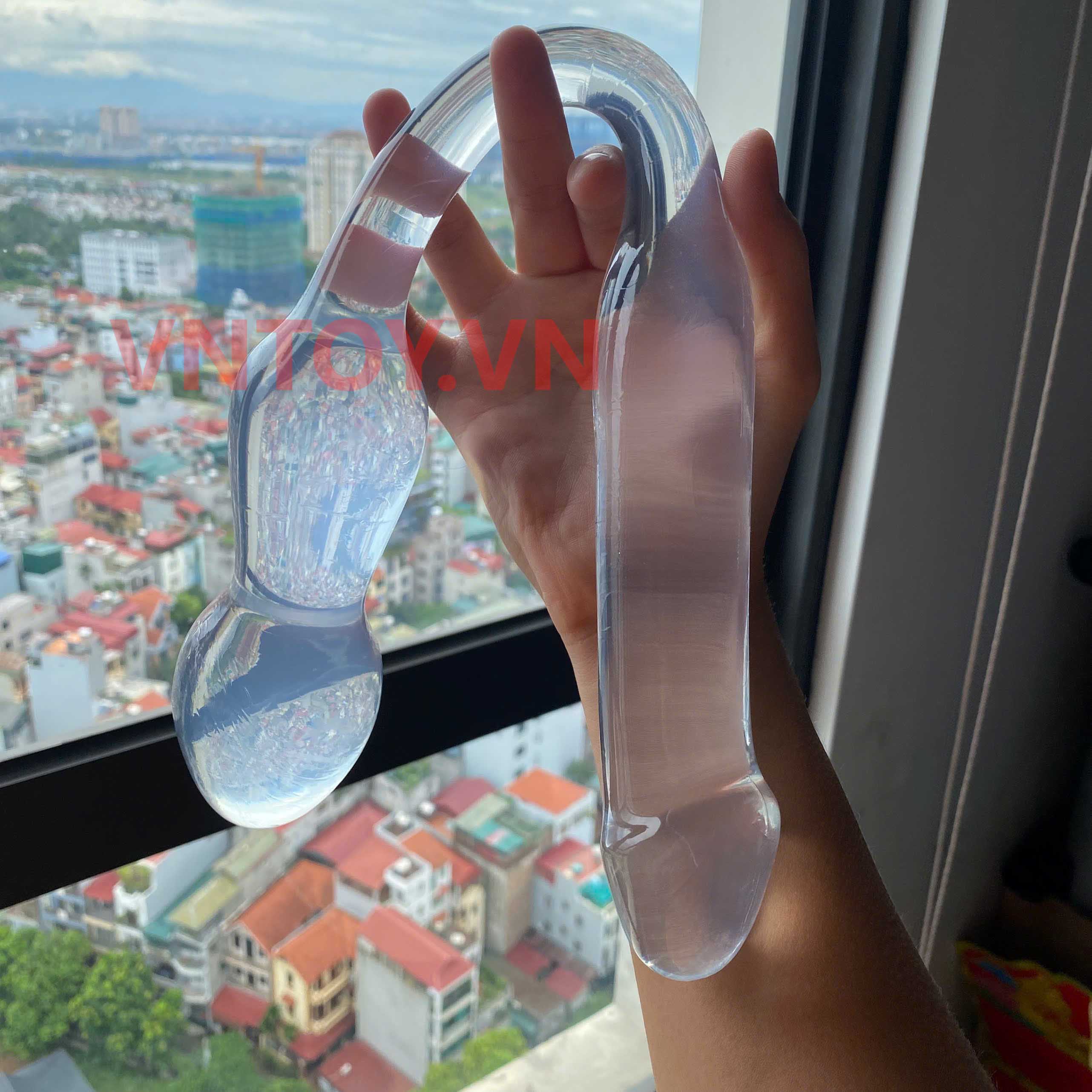 Dildo trong suốt hai đầu size lớn kích thích kép sang trọng
