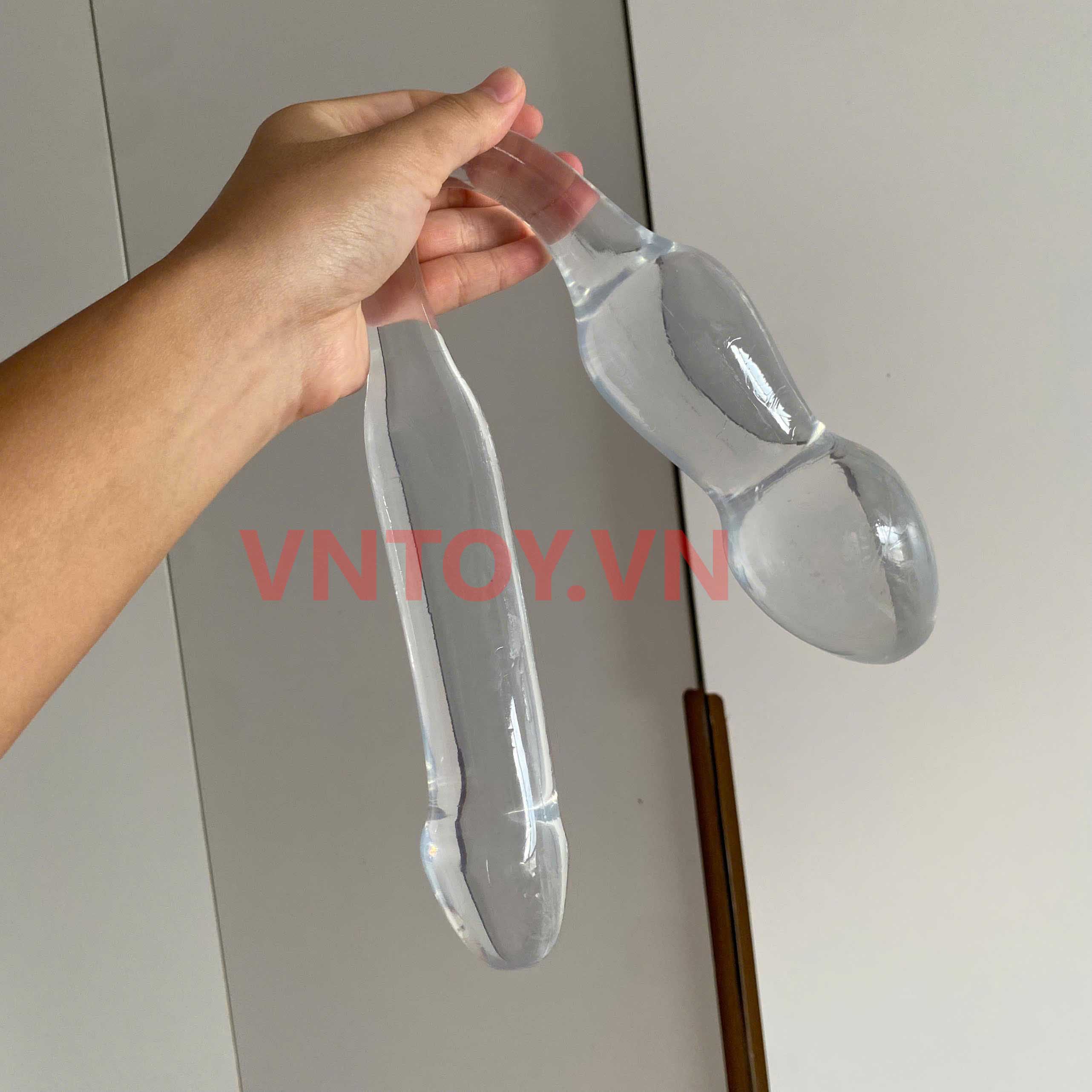 Dildo trong suốt hai đầu size lớn kích thích kép sang trọng