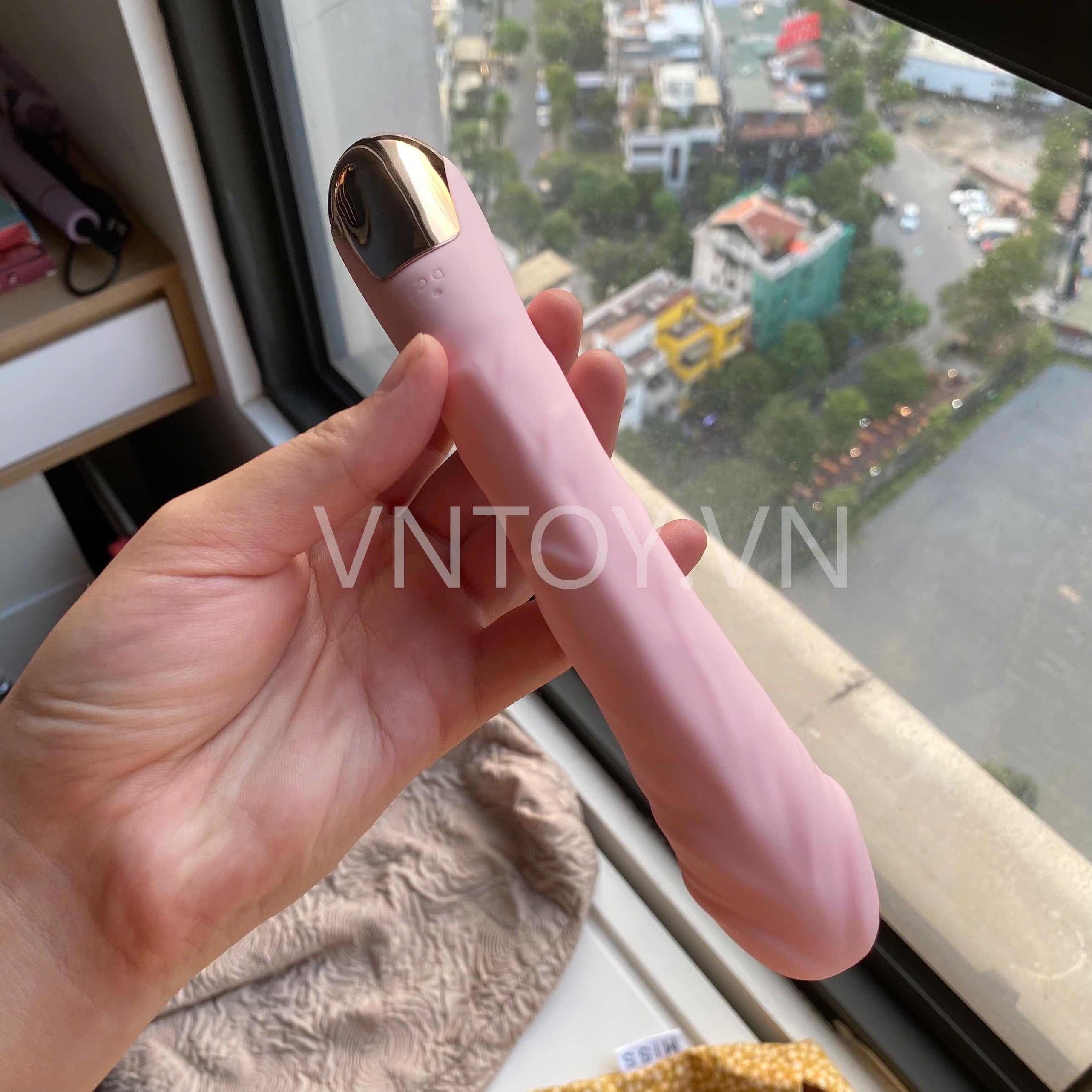 Dương vật giả dài cầm tay Silicon rung 2 đầu