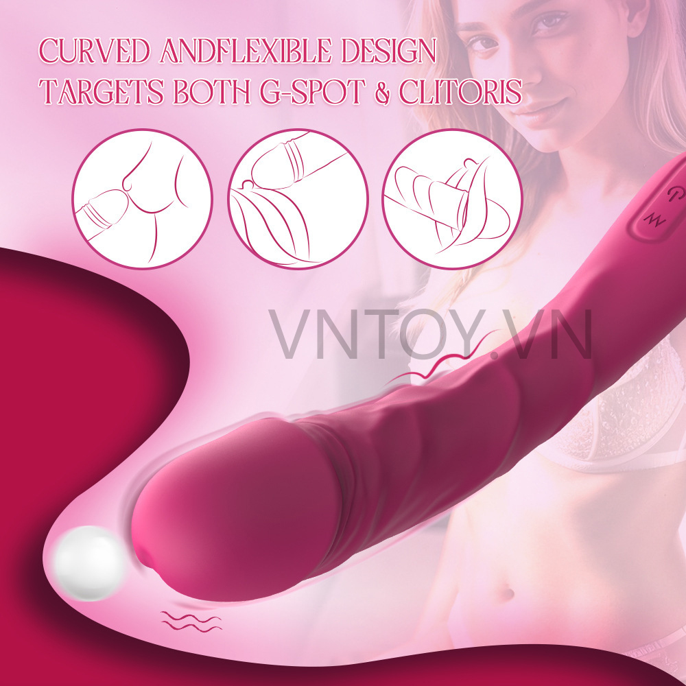 Dương vật giả dài cầm tay Silicon rung 2 đầu