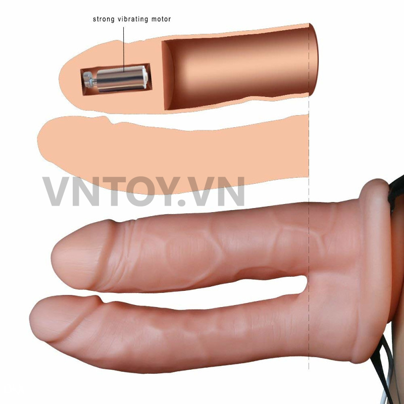 Dương vật giả đeo hông 2 đầu hollow rung 10 chế độ Lovetoy – đồ chơi tình dục cặp đôi