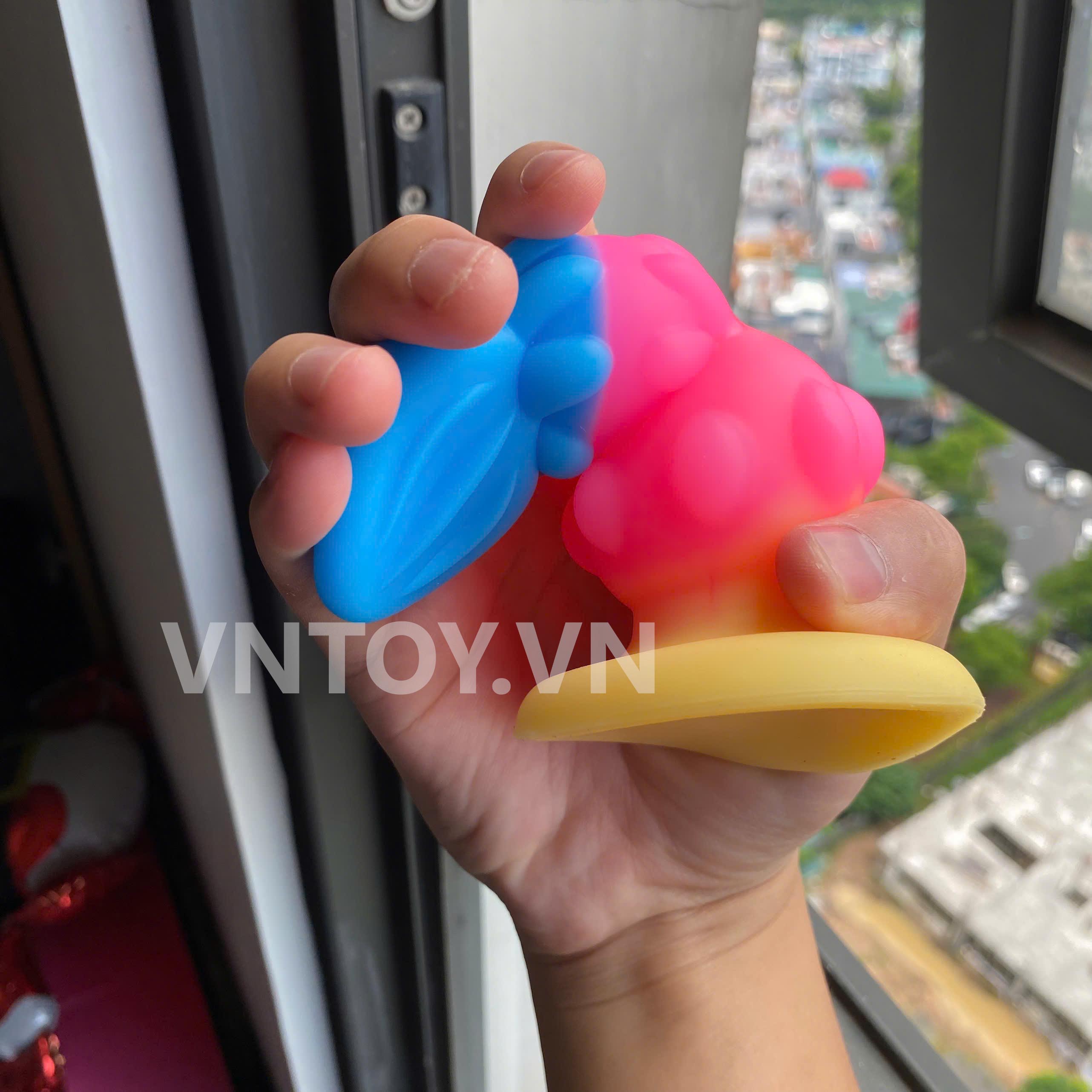 Dương vật giả fantasy silicon mềm mịn hình dáng sừng kỳ lân hoa bầu màu sắc sặc sỡ