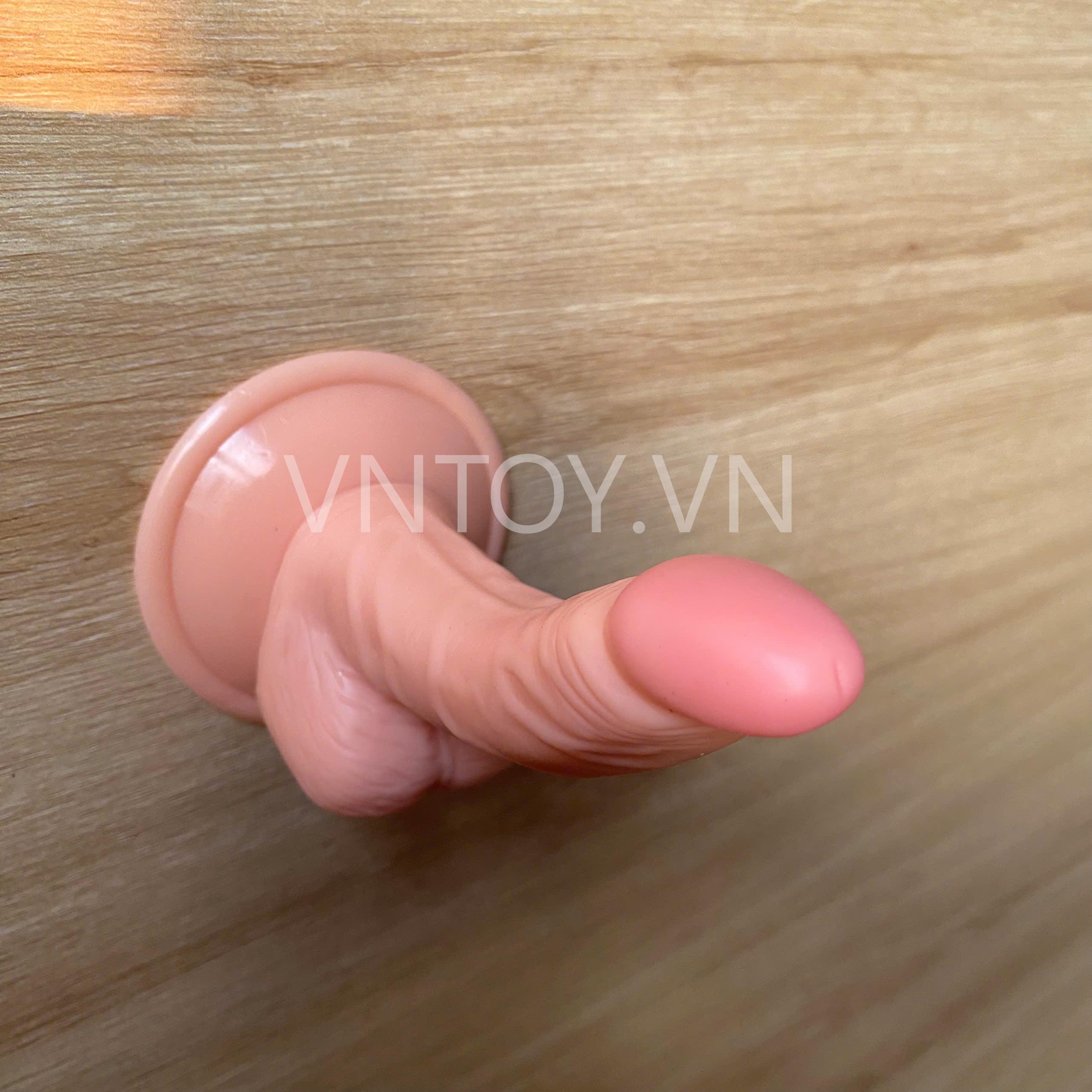 Dương vật giả gắn tường kiểu dáng cong nhỏ gọn trắng hồng