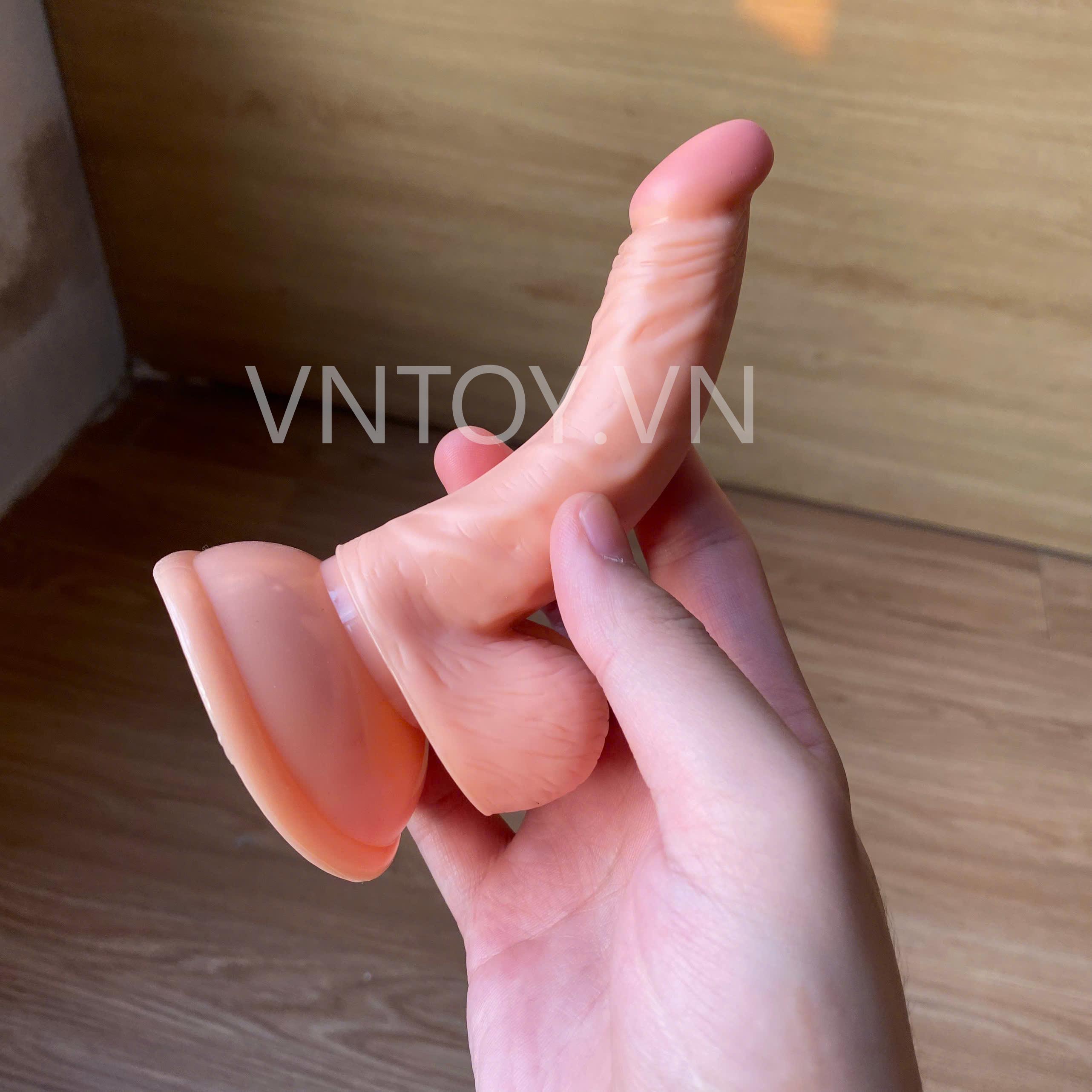 Dương vật giả gắn tường kiểu dáng cong nhỏ gọn trắng hồng