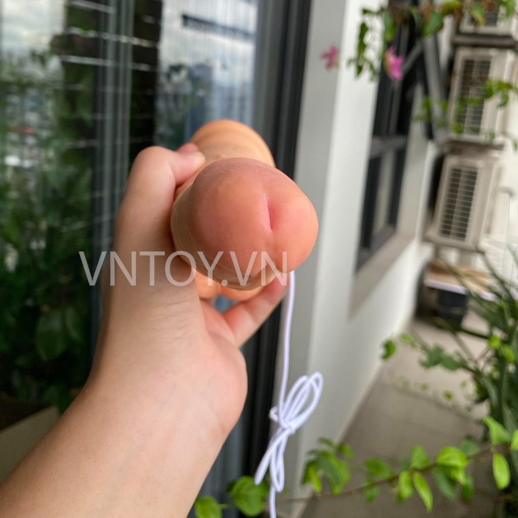 Dương vật giả trắng hồng rung ngoáy tự động kèm điều khiển