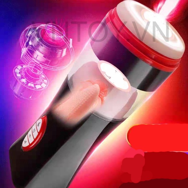 Cốc thủ dâm 2 ngăn lưỡi liếm rên la tỏa nhiệt tự động