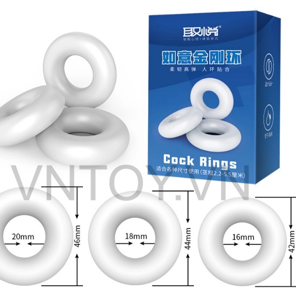 Vòng đeo Cock Rings chống xuất tinh sớm đặc - Hộp 3 cái