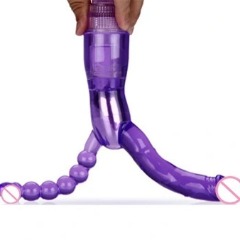 Máy rung kích thích hậu môn hai đầu dương vật và que bi Silicon