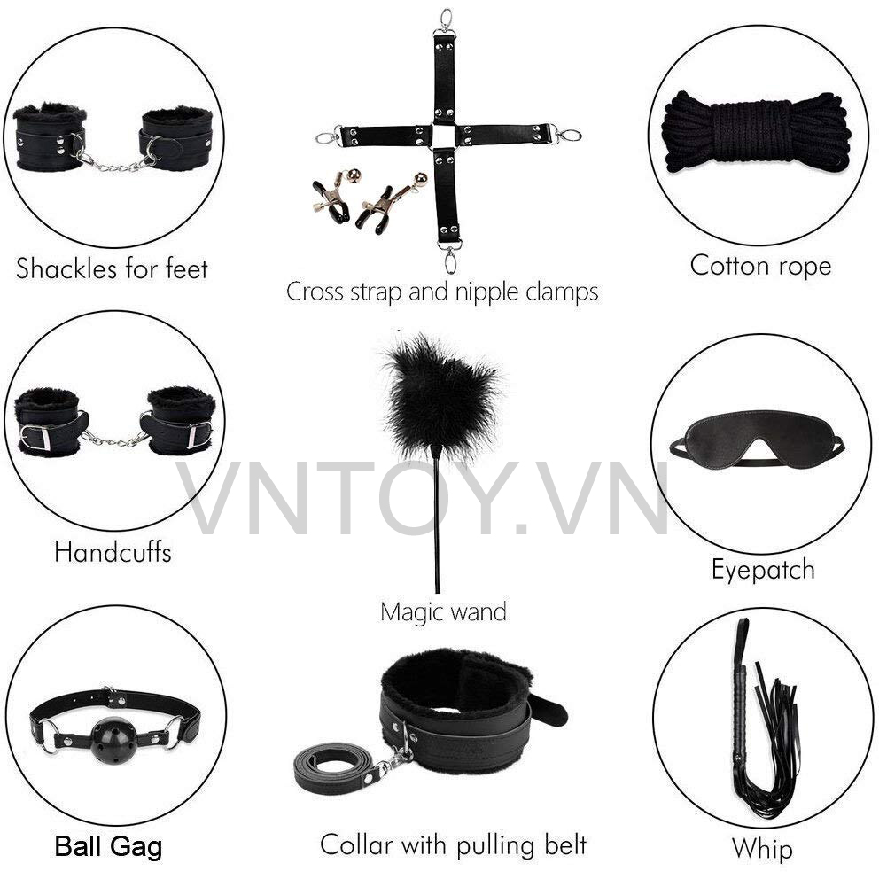 Bộ trói bạo dâm BDSM 10 món kích thích nam nữ