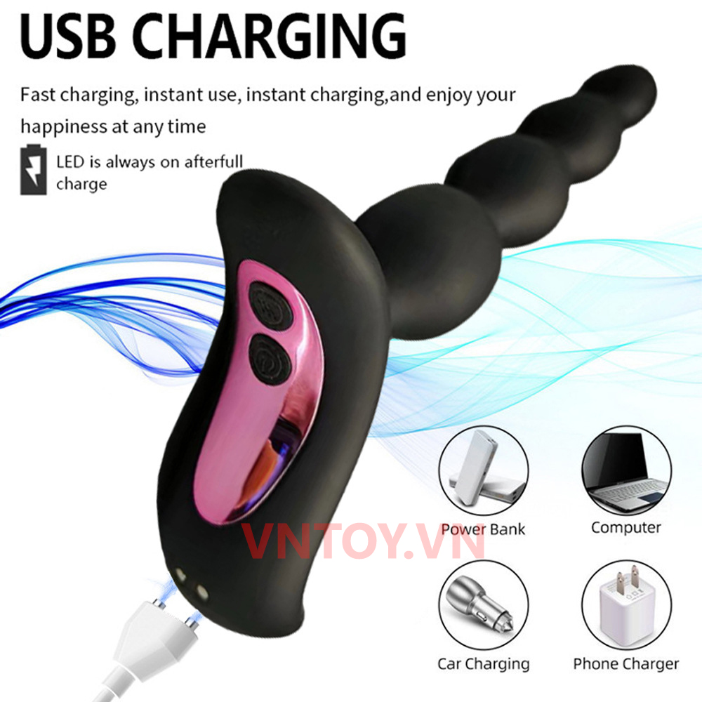 Máy rung hậu môn Anal beads cao cấp 10 chế độ