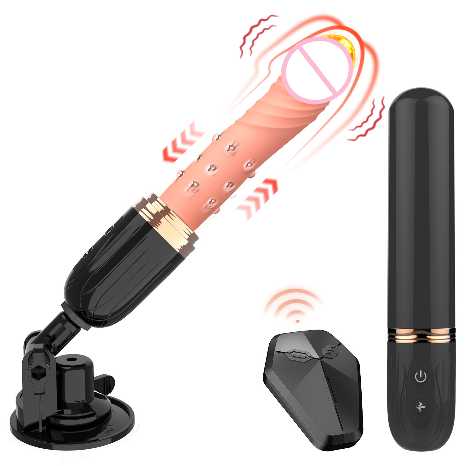 Máy Rung Nữ 3 Trong 1 Rung Thụt Tỏa Nhiệt 40 Độ Kèm Remote
