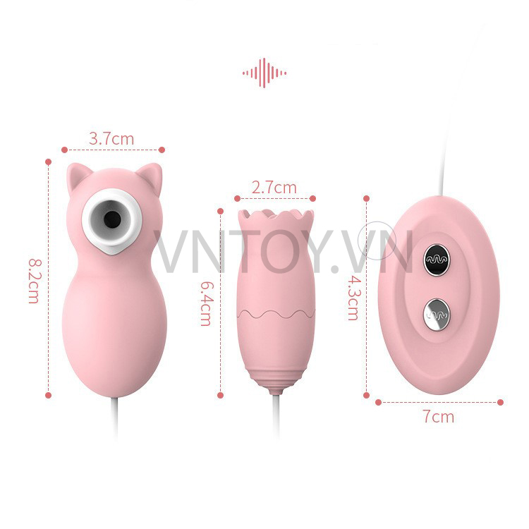 Trứng rung 2 đầu hình con gấu bú liếm hút