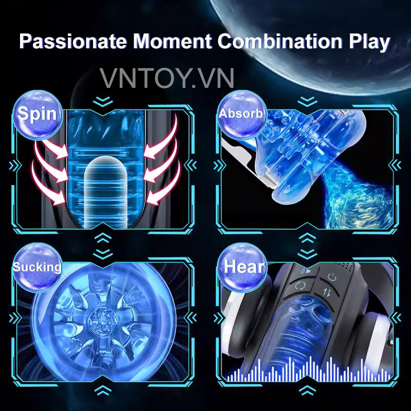 Âm đạo giả gắn tường xoay thụt âm thanh siêu cấp