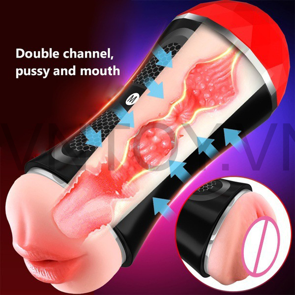 Cốc thủ dâm 2 đầu chữ M chính hãng mô phỏng âm đạo và môi phụ nữ