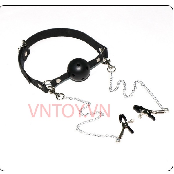 Đồ chơi BDSM Kẹp ti bịt miệng bạo dâm