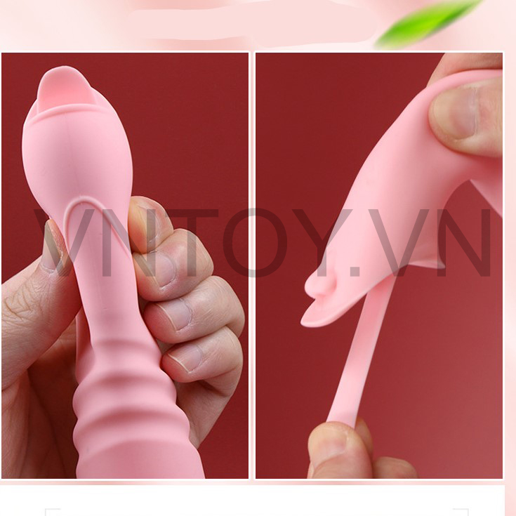 Máy rung âm đạo hình lưỡi liếm co giãn sưởi ấm 42 độ