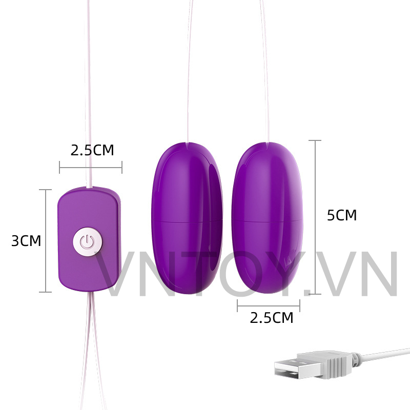 Trứng rung 2 đầu cắm điện trực tiếp cổng USB siêu kích thích