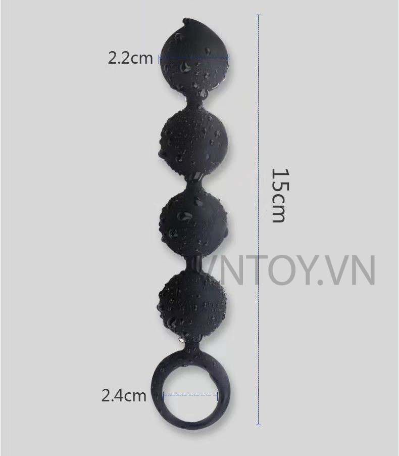 Chuỗi hạt nhét hậu môn 4 viên bi Silicon tròn đặc