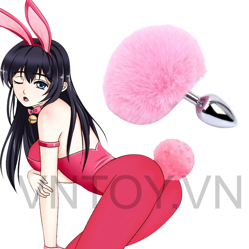 Đuôi thỏ gắn hậu môn phích cắm Inox