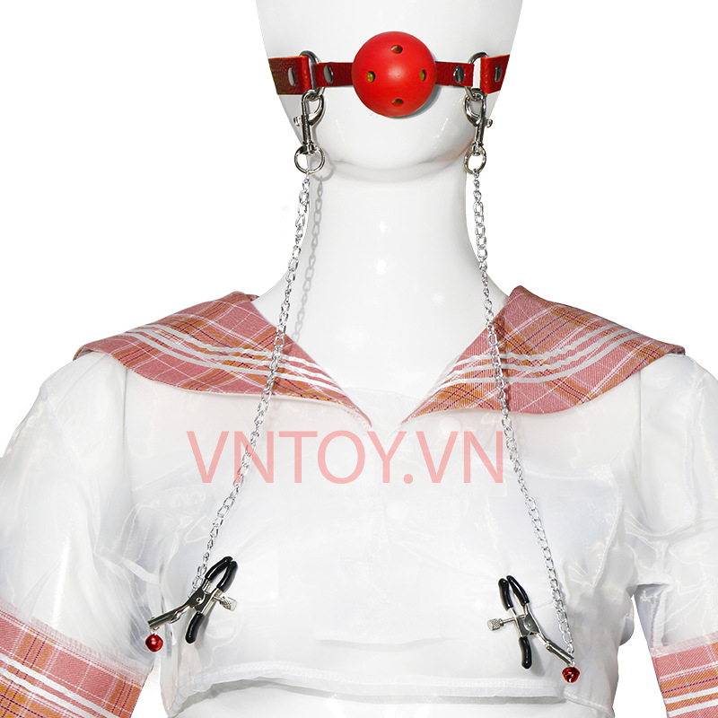 Đồ chơi BDSM Kẹp ti bịt miệng bạo dâm