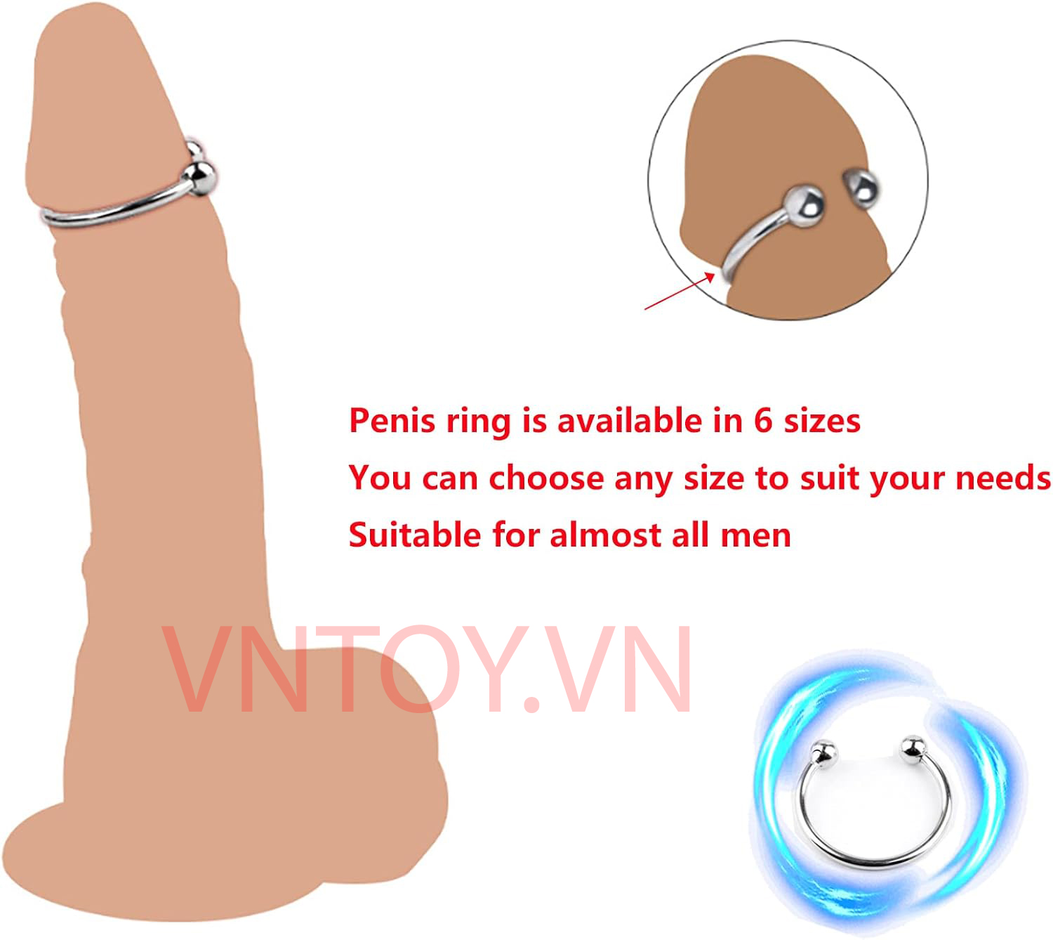 Vòng bi Inox đeo dương vật - Vòng 2 bi