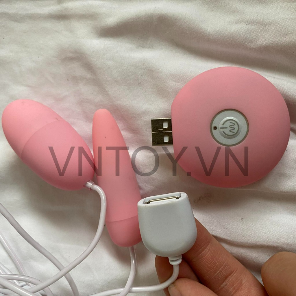 Trứng rung tình yêu Silicon 2 đầu sạc pin