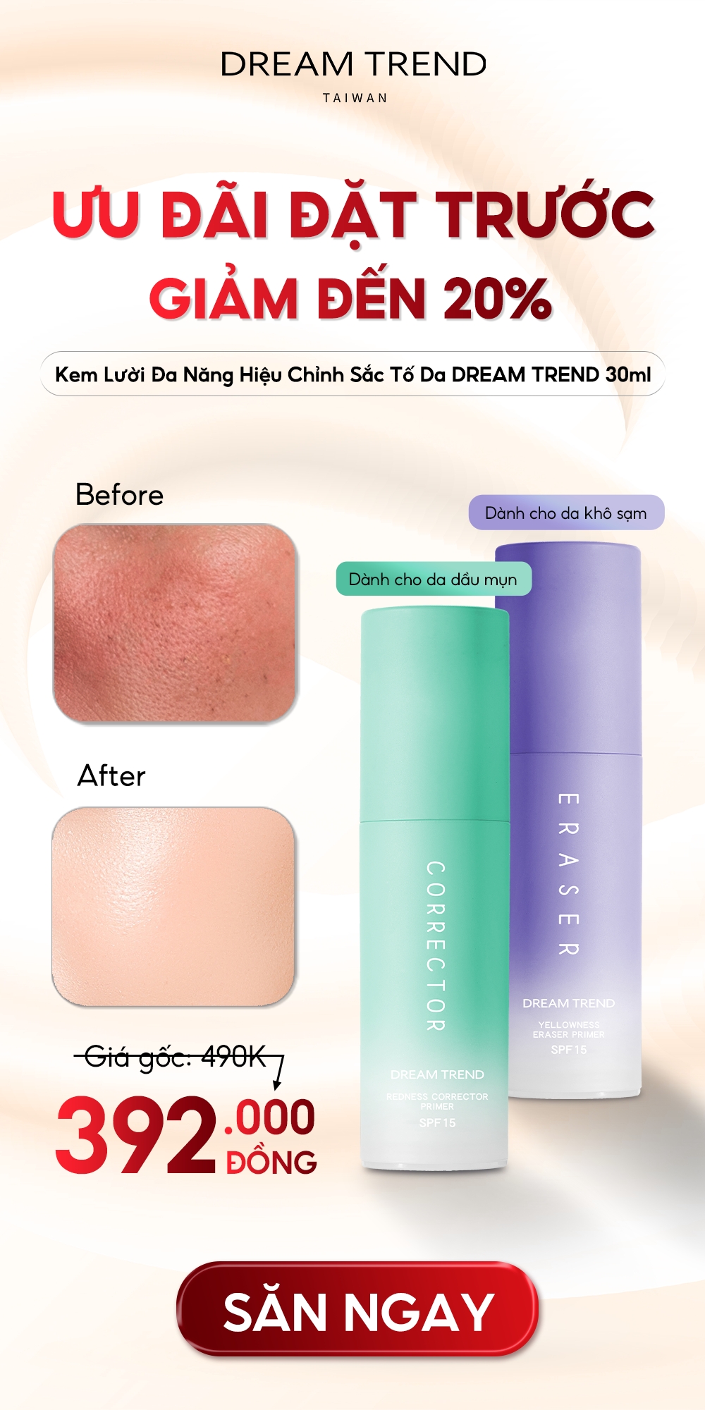 Kem Lười Đa Năng Hiệu Chỉnh Sắc Tố Da DREAM TREND 30ml
