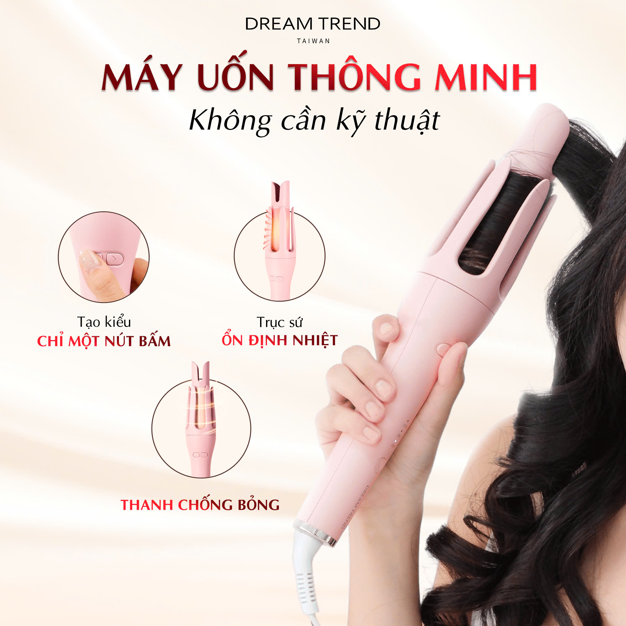 Máy Uốn Tóc Mây Xoăn Tự Động DREAM TREND Cloudi Curl Ionic Automatic Hair Styler
