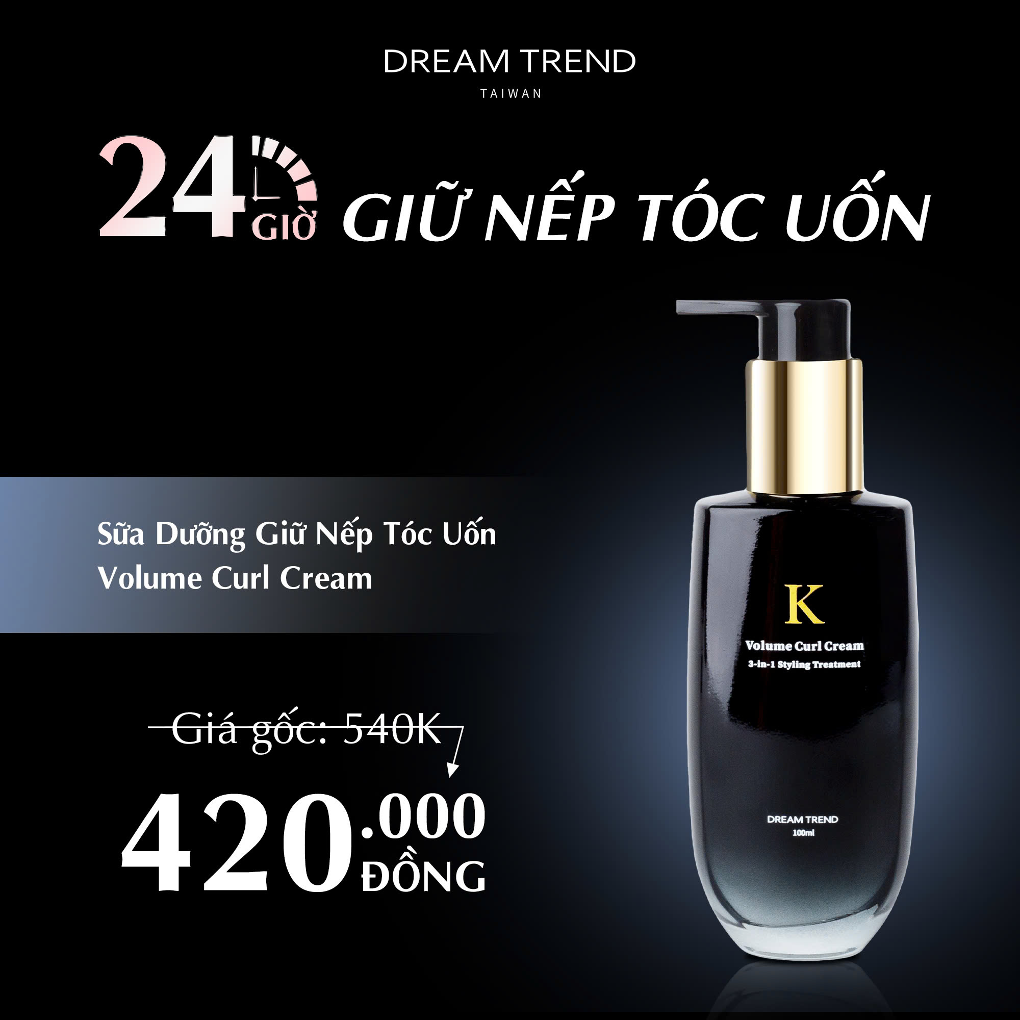 Combo Máy Uốn Tóc Mây Xoăn Tự Động và Sữa Dưỡng Giữ Nếp Tóc Uốn Volume Curl