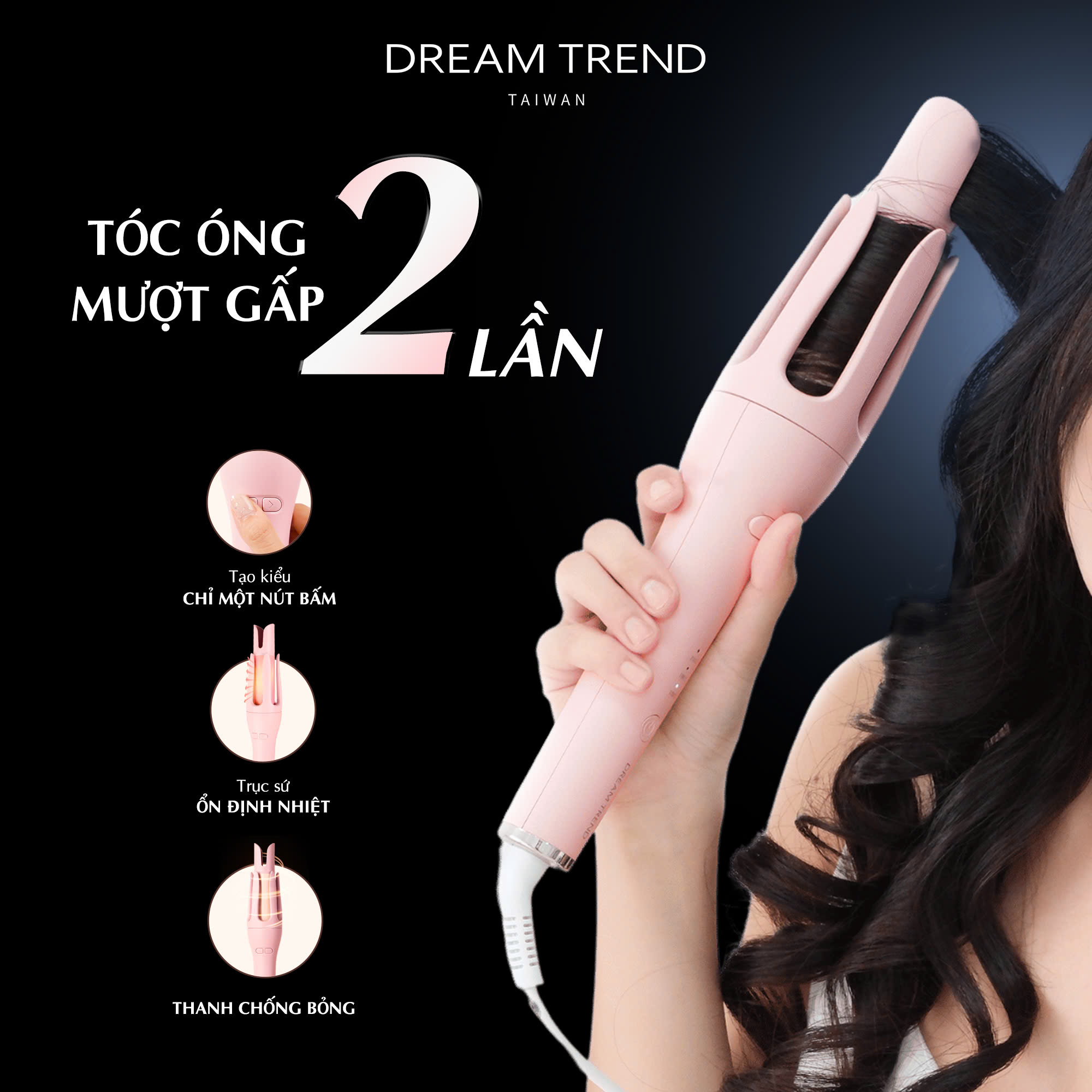 Máy Uốn Tóc Mây Xoăn Tự Động DREAM TREND Cloudi Curl Ionic Automatic Hair Styler