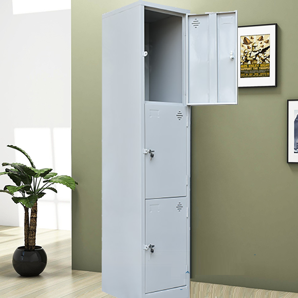 Tủ Sắt Văn Phòng, Tủ Locker Sắt Dáng Đứng 3 Ô L400 x W450 x H1830mm 
